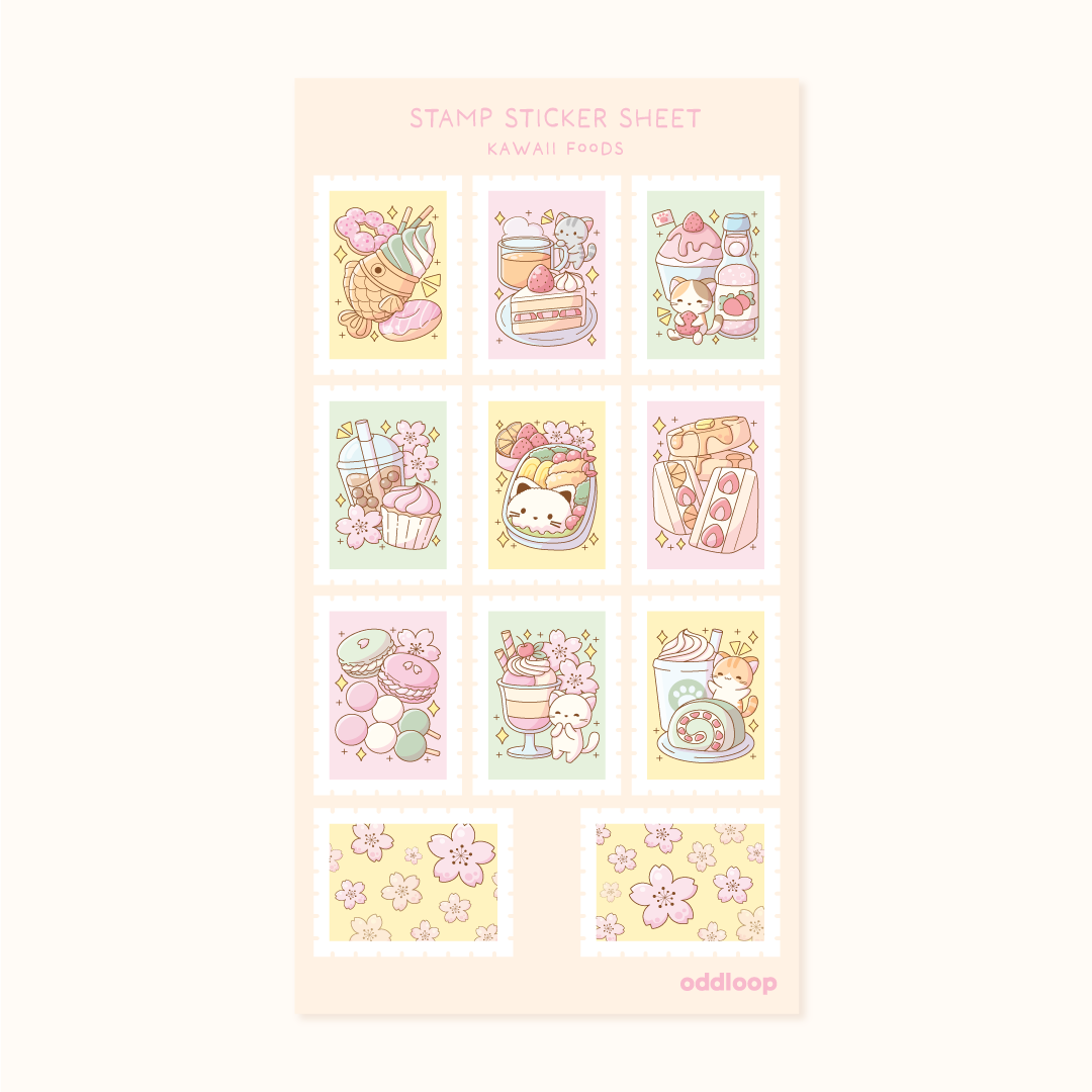 Stamp Sticker Sheet // Kawaii Foods