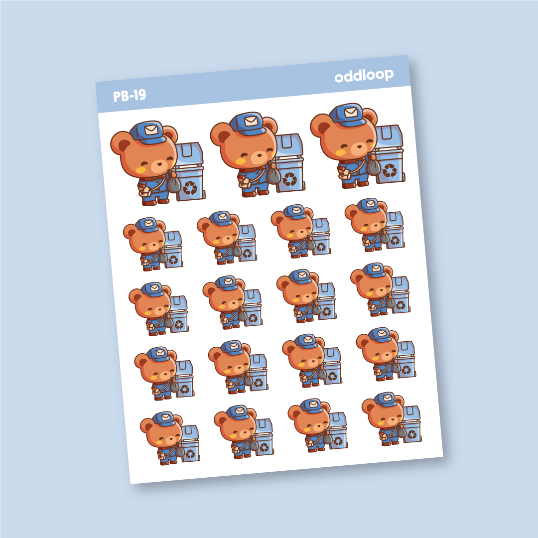 Postal Bear Stickers // Recycling - PB19