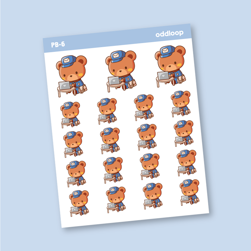 Postal Bear Stickers // Laptop, Work- PB6