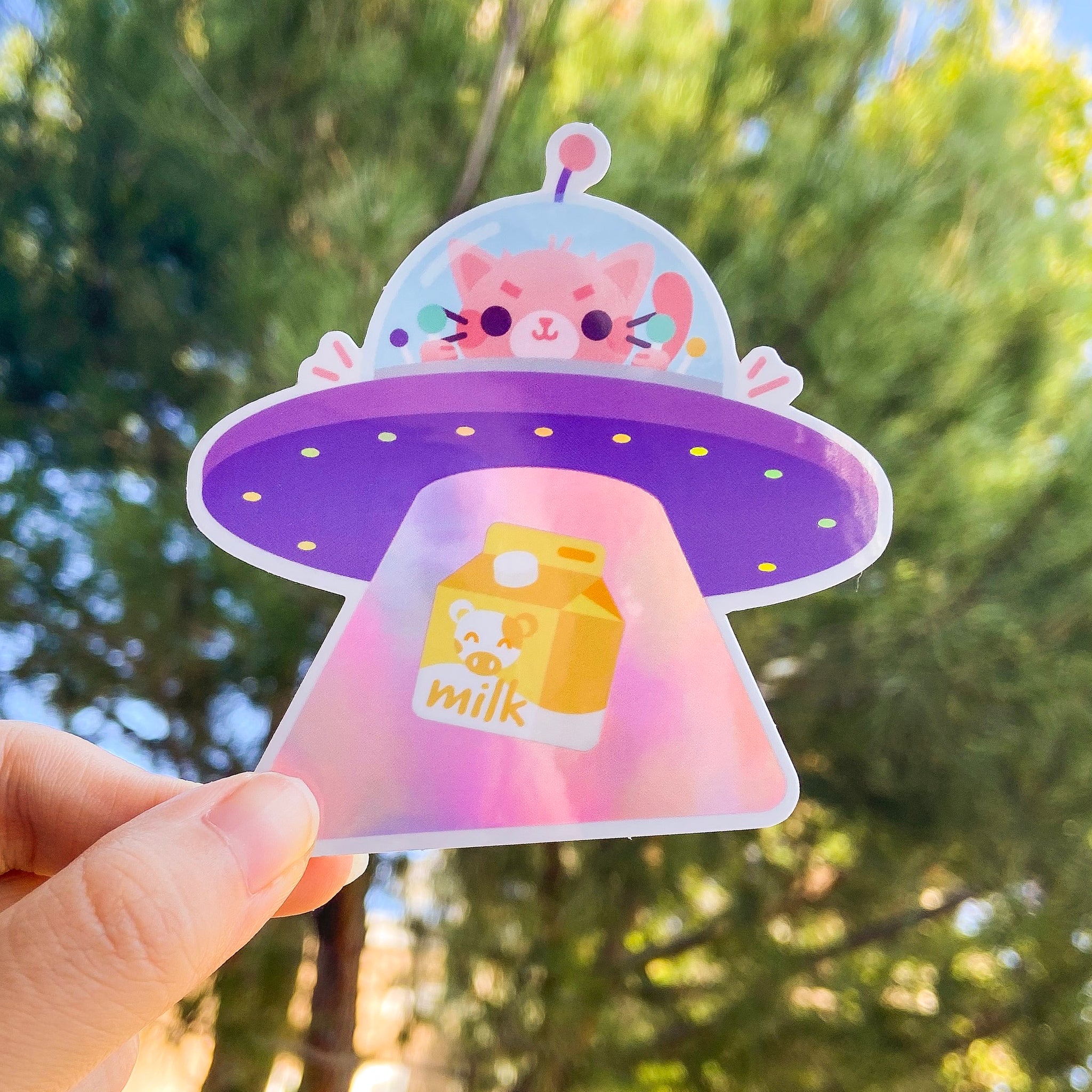 UFO Space Kitty Vinyl Sticker