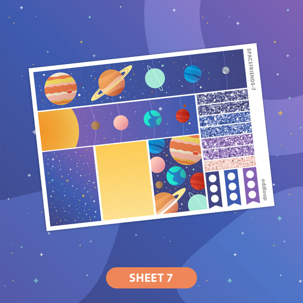 Space Friends Single Sheets - Vertical