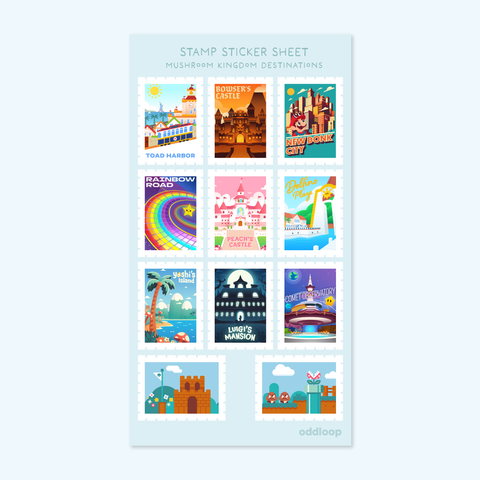 Stamp Sticker Sheet // Mushroom Kingdom Destinations